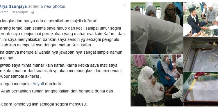 Wanita Ini Cuma Minta Kain Kafan Buat Mas Kawin, dan Alasannya Sangat So Sweet ~