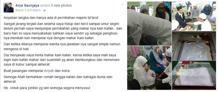 Wanita Ini Cuma Minta Kain Kafan Buat Mas Kawin, dan Alasannya Sangat So Sweet ~