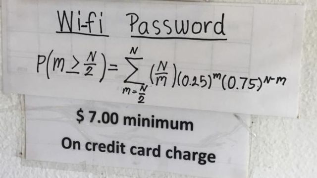 Password WiFi di sebuah restoran Thailand di Amerika Serikat. 