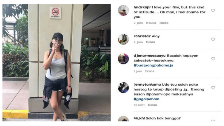 Djenar Maesa Ayu Merokok Depan Rambu Dilarang Bandara Changi Singapura