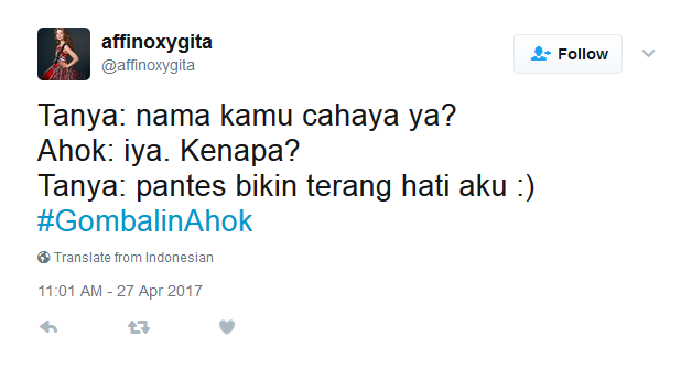 6 Bulan Lagi Ditinggal, Netizen Udah Mulai Ngegombal ke Ahok. Tagar #GombalinAhok pun Bertebaran