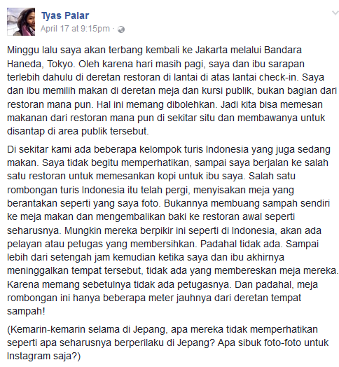 Wah, Kita Bisa Dikira Norak, Orang Indonesia Ini Viral Karena Mejanya Berantakan Usai Makan di Tokyo