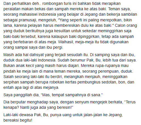 Wah, Kita Bisa Dikira Norak, Orang Indonesia Ini Viral Karena Mejanya Berantakan Usai Makan di Tokyo