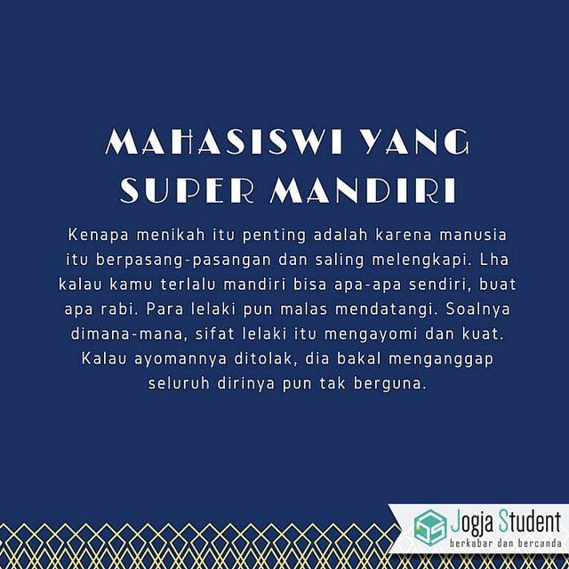 Beredar Lagi Twit Anti Cewek Mandiri. Duh Apa Cewek yang Apa-apa Bisa Sendiri Begitu Mengintimidasi?