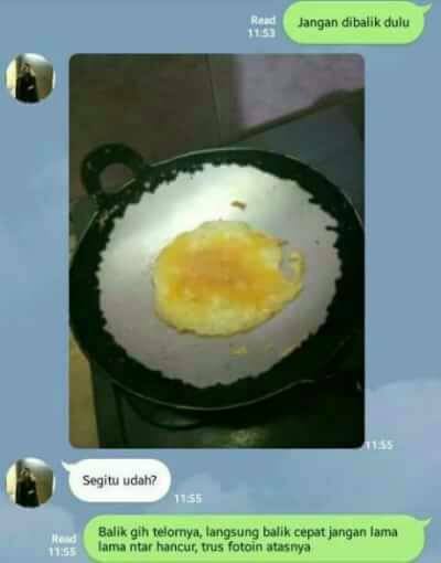 Cewek Ini Ternyata Nggak Bisa Masak, Lalu Diajari Masak Telur Sama Cowoknya, Isi Chatnya Bikin Gemas