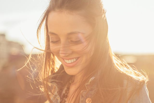 grateful woman smiling