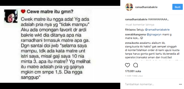 Sering Dituduh Matre, Nia Ramadhani Ajukan Argumen Ini. Menarik Lho, Gimana Tanggapanmu?