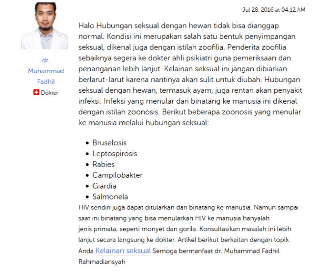 Habis Menyetubuhi Ayam, Cowok Ini Nanyain Efeknya Sama Dokter. Dia Panik, Kita Terheran-heran