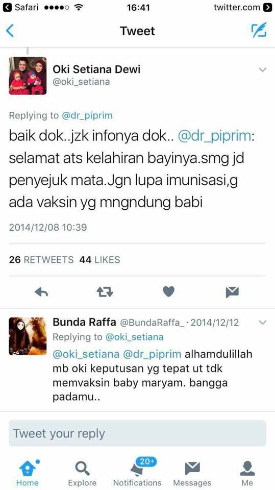 Dua Anak Oki Kena Campak. Isu Pro Vaksin dan Anti Vaksin Hangat Lagi!