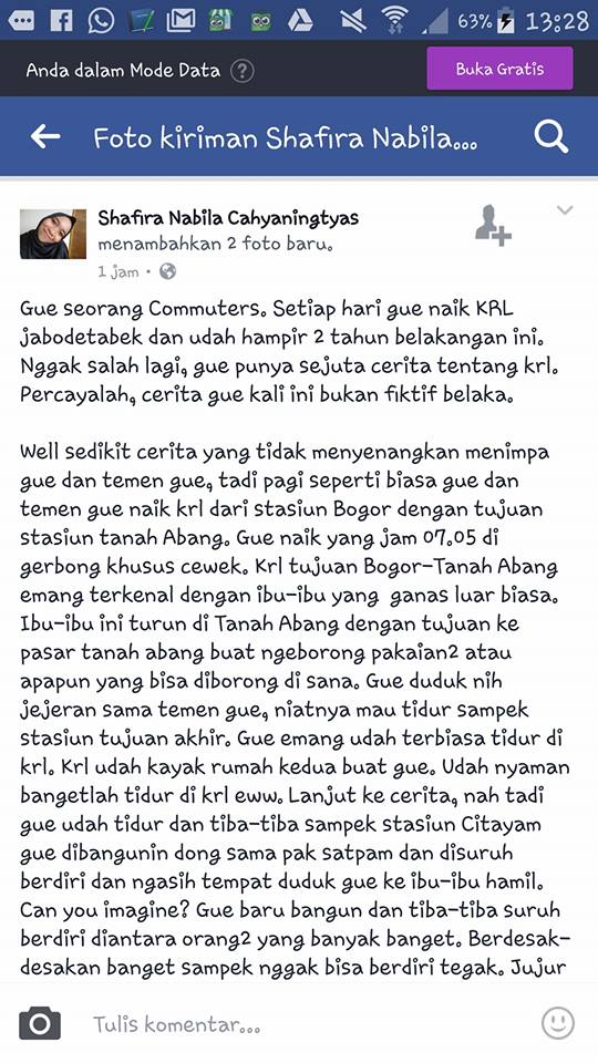 Tempat Duduknya di KRL Diminta Ibu Hamil, Cewek Ini Malah Marah-Marah di Facebook. Duh, Segitunya ya