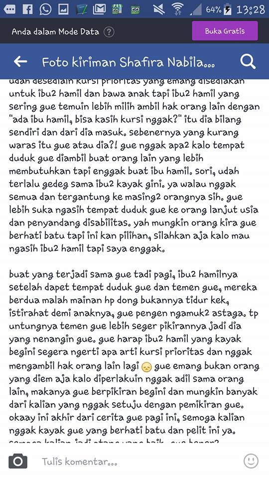 Tempat Duduknya di KRL Diminta Ibu Hamil, Cewek Ini Malah Marah-Marah di Facebook. Duh, Segitunya ya