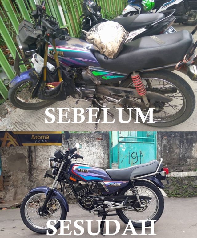 Klub Motor Ini Bantu Perbarui Motor Lusuh Seorang Pak Gojek. Solidaritas Pengendara RX King Nih!