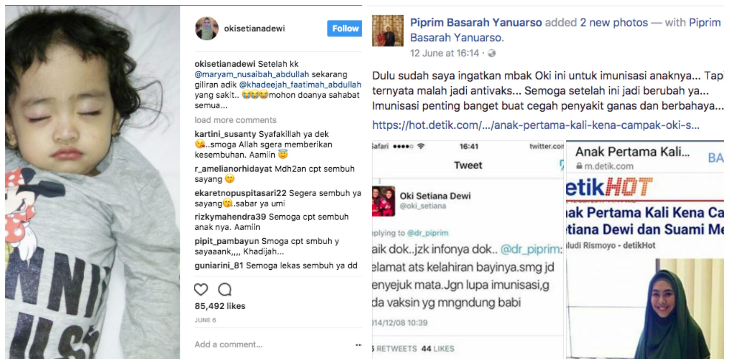 Dua Anak Oki Kena Campak. Isu Pro Vaksin dan Anti Vaksin Hangat Lagi!