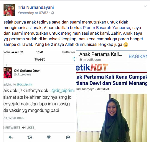 Dua Anak Oki Kena Campak. Isu Pro Vaksin dan Anti Vaksin Hangat Lagi!