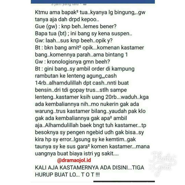 Cuma Masalah Uang 6 Ribu, Sopir Ojek Online Ini Harus Kehilangan Saldo Sebanyak 1 Juta, Malang :(