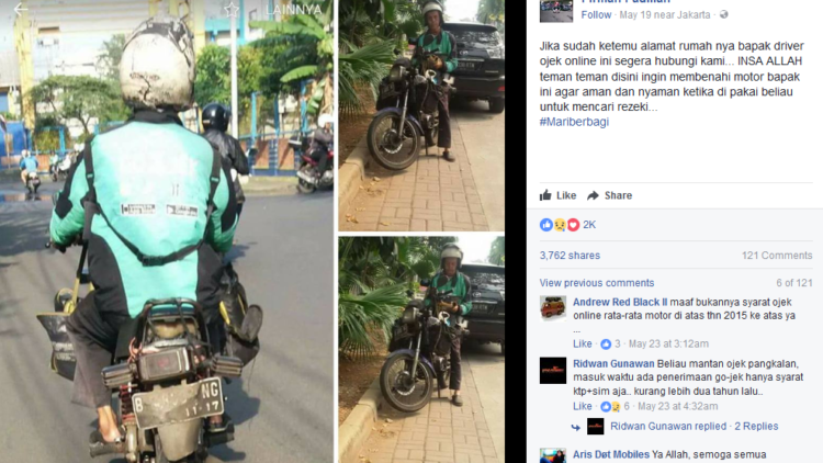 Klub Motor Ini Bantu Perbarui Motor Lusuh Seorang Pak Gojek. Solidaritas Pengendara RX King Nih!