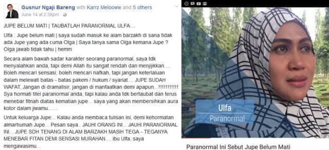 Ngeyel Bilang Jupe Masih Belum Meninggal, Akhirnya Ulfa Ditegur Ustad Gus Nur. Diminta Bertobat Pula