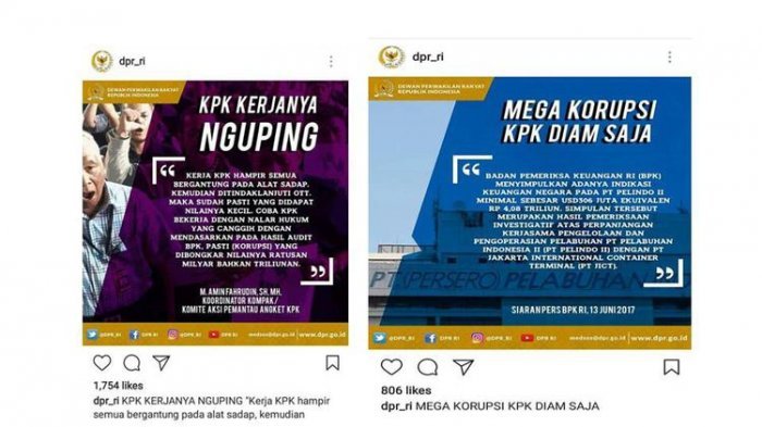 Panggung DPR Kembali Disorot. Kali Ini Gara-gara Unggahan di Instagram Resminya yang Sindir KPK