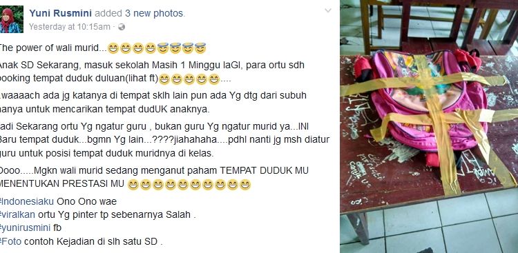 Sekolah Aja Belum Mulai, Tapi Orangtua Murid Udah Berebut Bangku, Sampai Tasnya Dipaku dan Dilakban