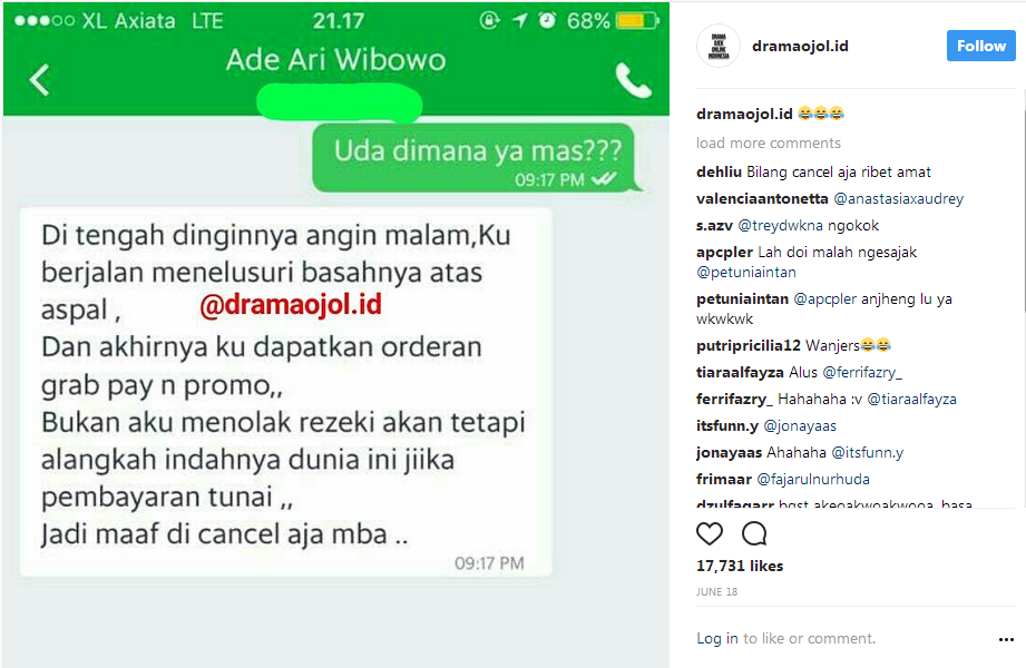 Duh, Begini Jadinya Kalau Driver Ojek Online Bapernya Sampai Dibawa Kerja