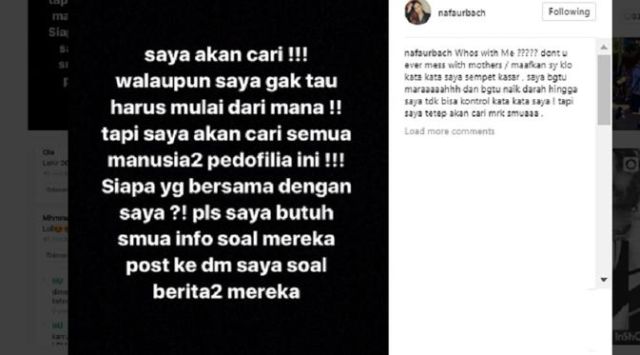 Putrinya Dapat Komen Online yang Tak Senonoh, Nafa Urbach Berjanji Berantas Pedofilia di Indonesia