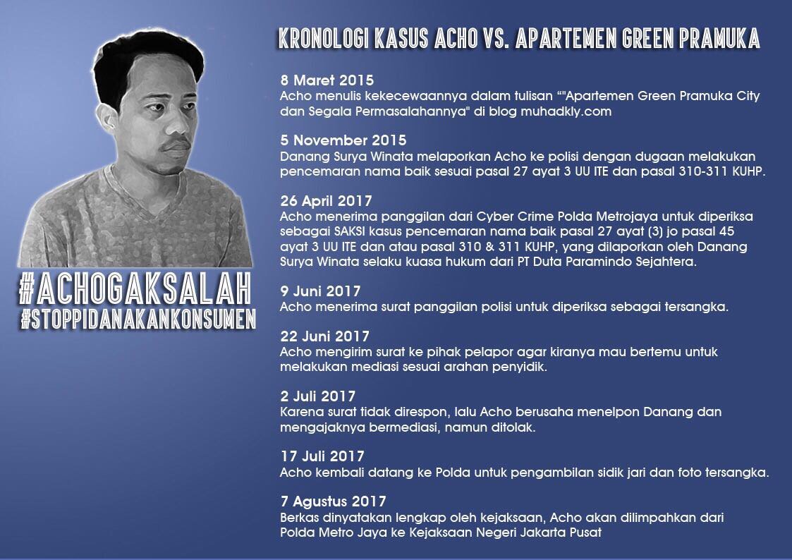 Curhatan Acho Diduga Cemarkan Nama Baik Apartment Green Pramuka. Hukum Makin Nggak Masuk Akal!