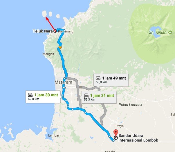 Rute Airport menuju Gili Trawangan