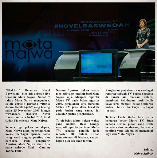 17 Tahun Namanya Dibesarkan Metro TV, Najwa Shihab Memutuskan Hengkang. Berikut Kisah Baliknya