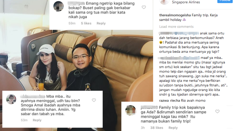 Di Tengah Duka Karena Kepergian Sang Ayah, Momo Geisha Dihujani Nyinyiran Warganet di Instagram