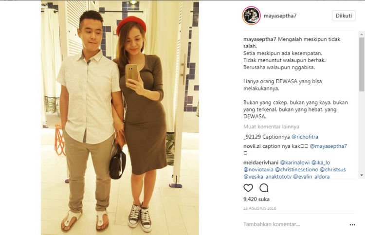 7 Caption Instagram Inspiratif Ala Maya Septha. Dari Soal Seks Pranikah, Memilih Suami, Hingga Masalah Uang!