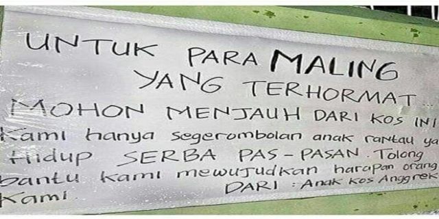 Anak Kos Harusnya Sudah Akrab dengan 15 Tulisan Ini. Mana yang Bikin Panas-Dingin?