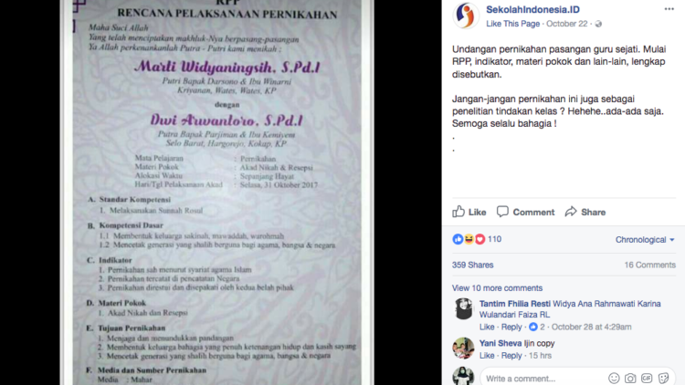 Undangan Pernikahan dengan Desain RPP Ini Viral dan Tuai Kontroversi Karena Diklaim Plagiarisme!