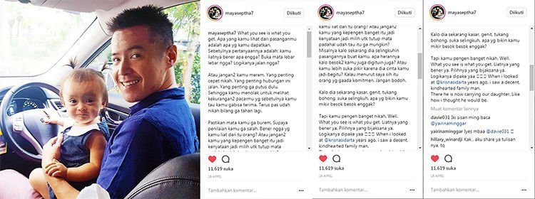 7 Caption Instagram Inspiratif Ala Maya Septha. Dari Soal Seks Pranikah, Memilih Suami, Hingga Masalah Uang!