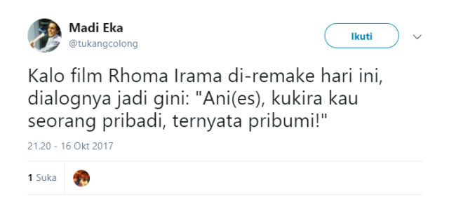 Kocak! Ini Reaksi Warganet Soal Pidato 'Pribumi' Gubernur Baru Jakarta