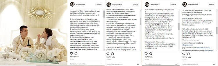 7 Caption Instagram Inspiratif Ala Maya Septha. Dari Soal Seks Pranikah, Memilih Suami, Hingga Masalah Uang!