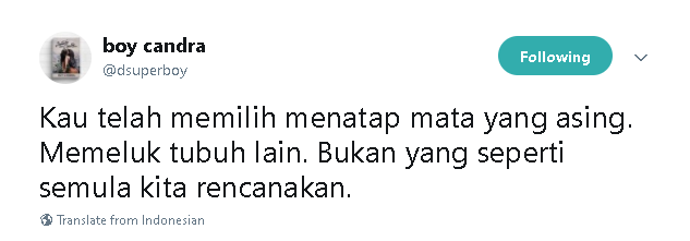 13 Tweet Boy Candra Ini Menyayat tapi Menguatkan, Momen Putus Tak Lagi Sejahanam Dulu