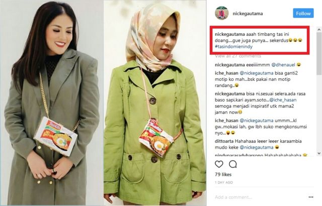 Nindy Ayunda Pakai Tas dengan Bungkus Mi Instan, Warganet Ramai-Ramai Ikuti Tren Unik Ini. Mau Coba?