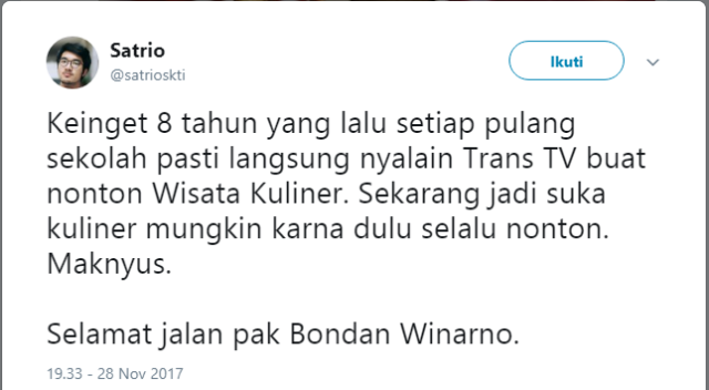 Bondan Winarno Meninggal Dunia, Sebuah Kehilangan Besar bagi Dunia Kuliner Indonesia