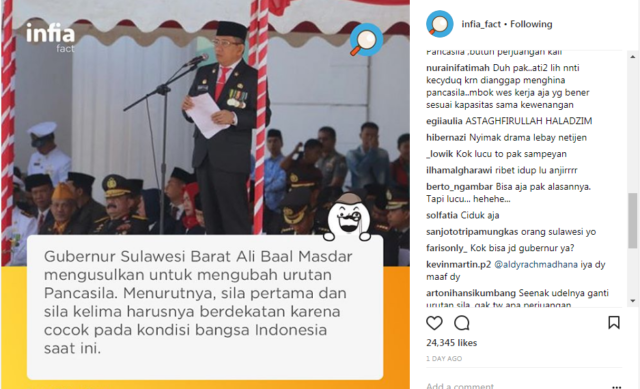 Salah Baca Pancasila, Gubernur Ini Justru Usul Buat Merombak Urutan Sila-silanya