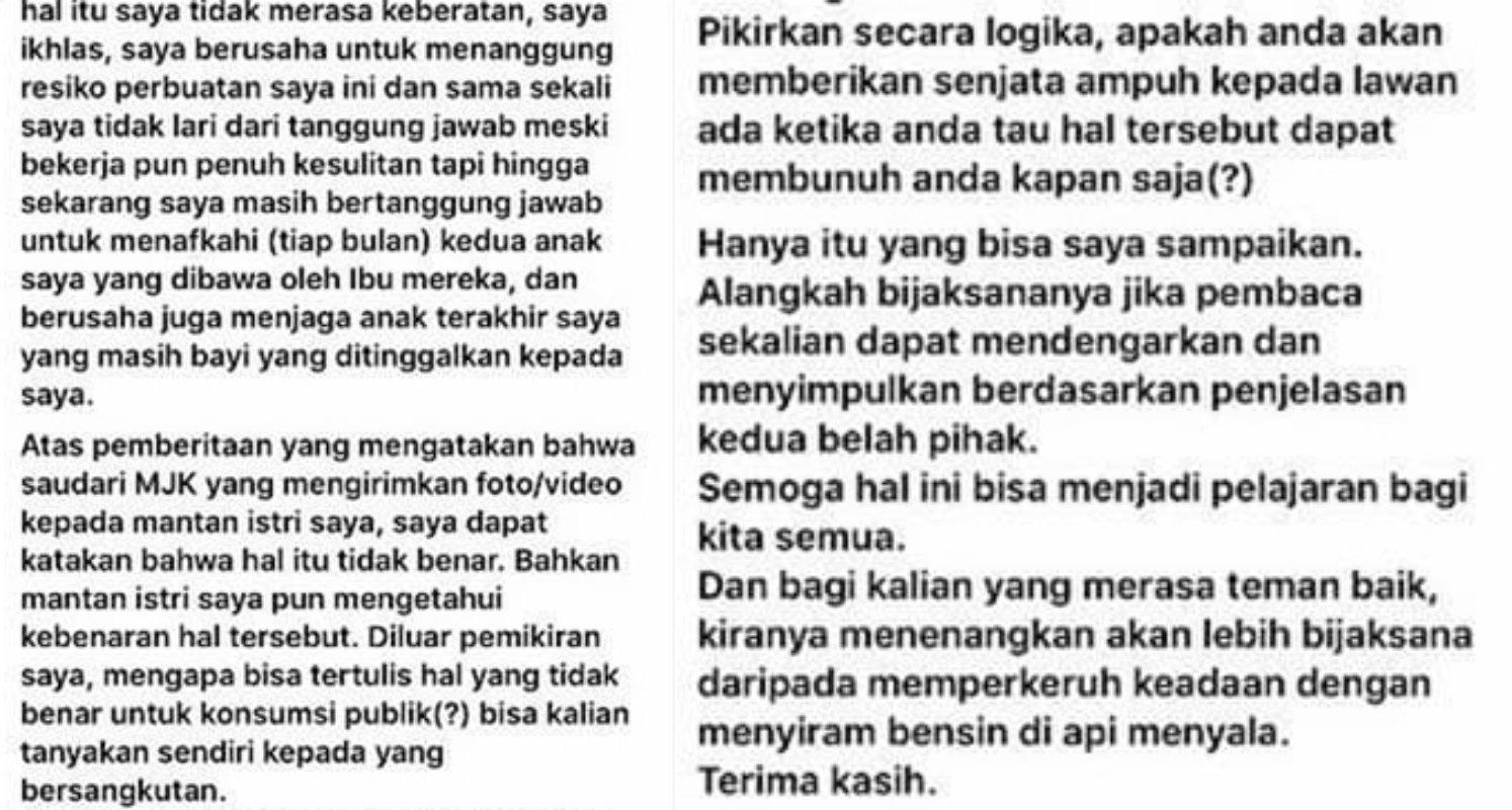 Cowok Ini Beri Klarifikasi tentang Perselingkuhan, Mantan Istri Kasih Jawaban yang Lebih Menampar