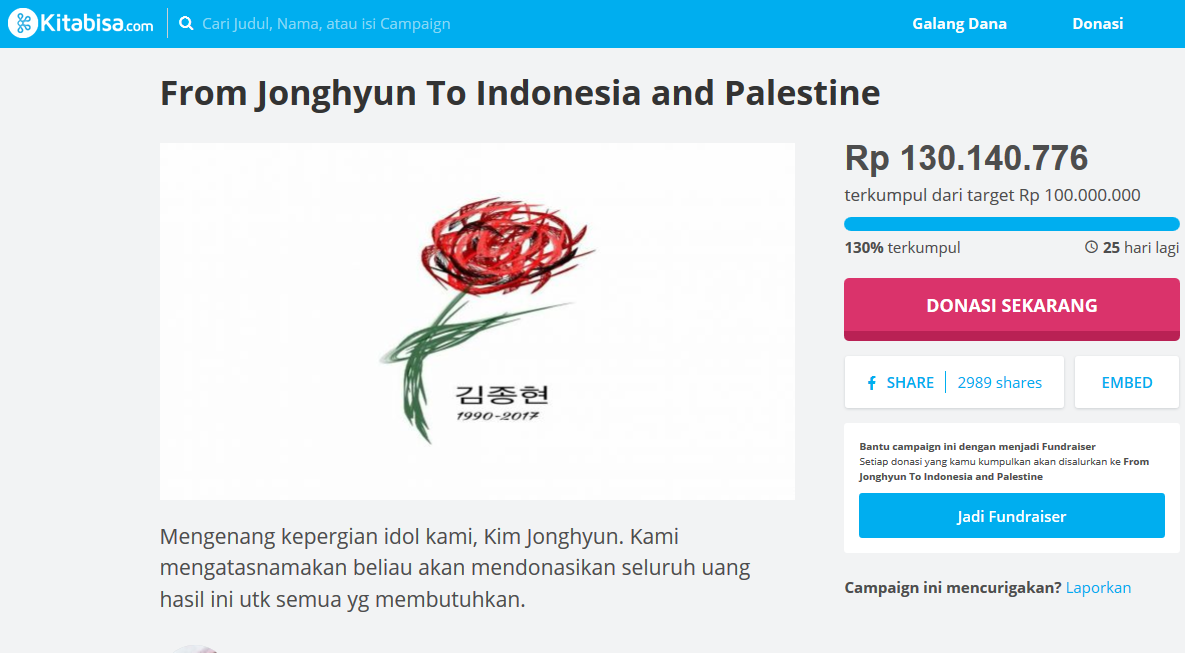 Respons Duka atas Kematian Kim Jonghyun Sempat 'Direndahkan', Kpopers Galang Dana untuk Palestina