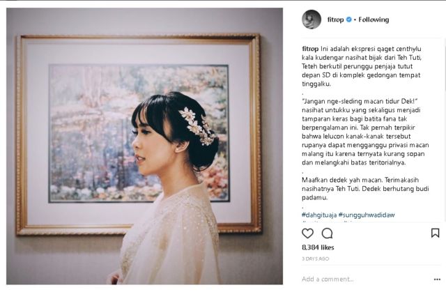 Awali Tahun dengan Tawa, Simak 10+ Caption Instagram #SungguhWadidaw dari Fitri Tropica Ini. Kocak!