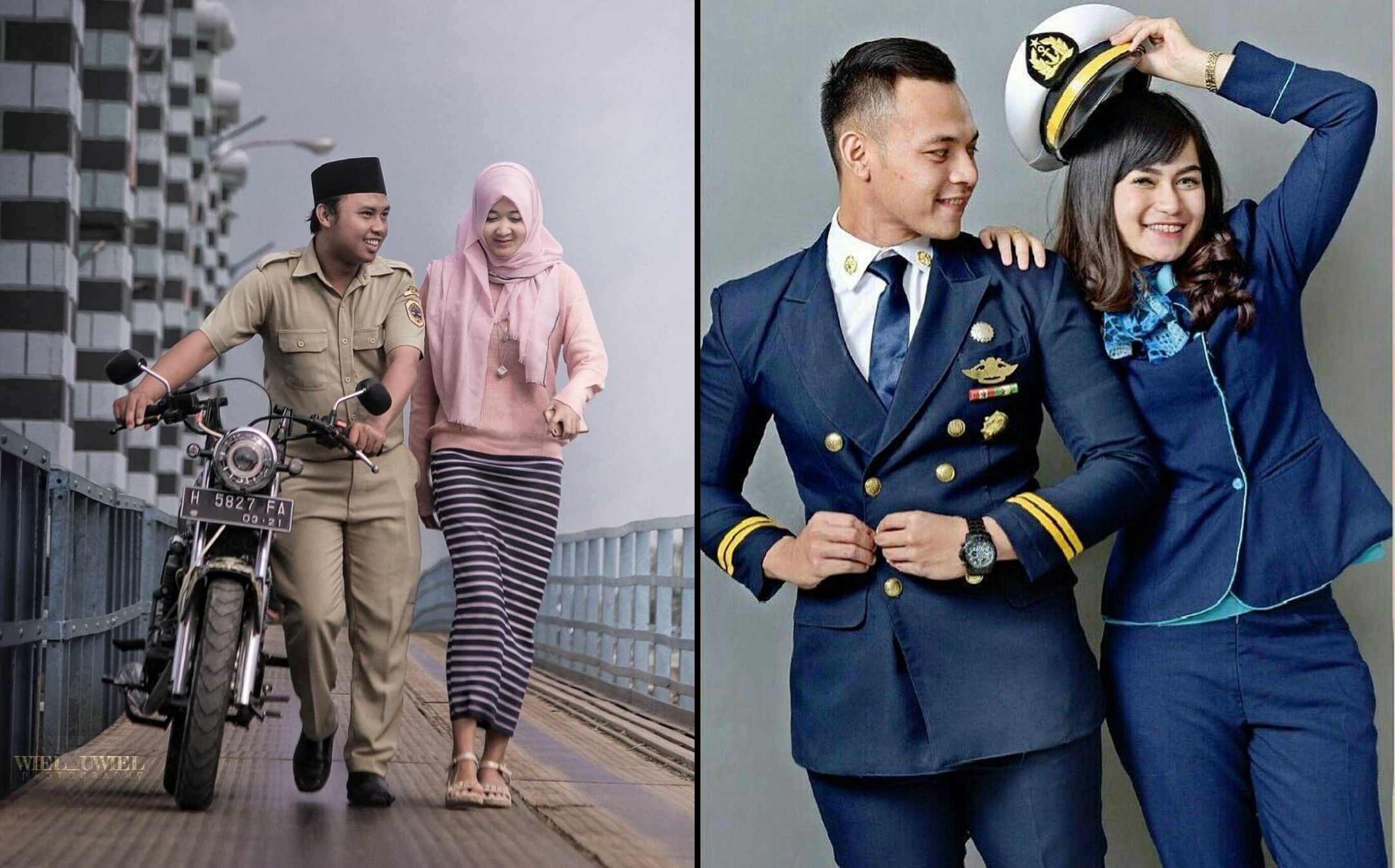 Kumpulan Foto Prewedding dengan Pria Berseragam. Gagah di Barisan, Mesra Bareng Pasangan