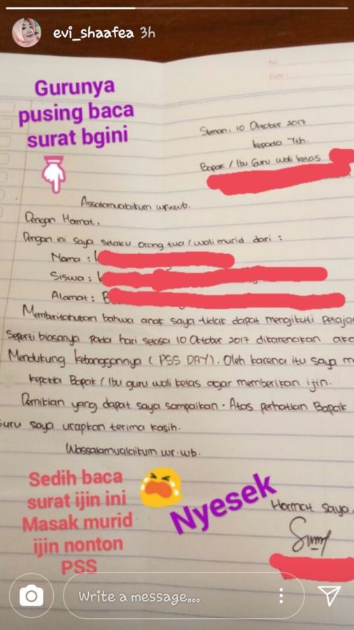 surat tidak masuk sekolah