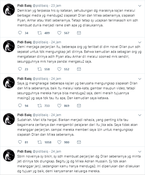 Respons Pidi Baiq buat Kamu yang Penasaran sama Sosok Asli Milea. Jangan Dicari, Kamu Nggak Akan Kuat!