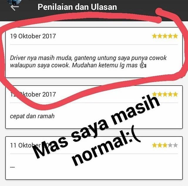 13+ Macam Review Pelanggan Ojek Online. Dari yang Kocak Sampai Bikin Abangnya Kehilangan Pekerjaan