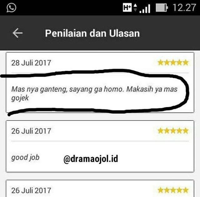 13+ Macam Review Pelanggan Ojek Online. Dari yang Kocak Sampai Bikin Abangnya Kehilangan Pekerjaan