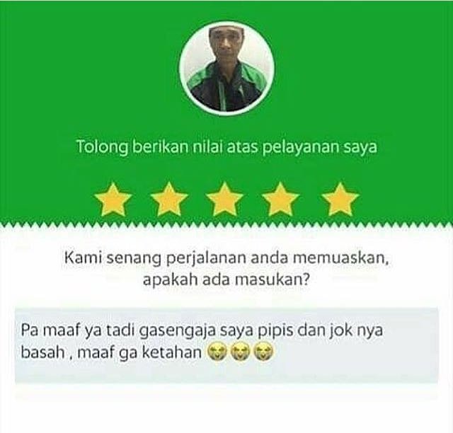 13+ Macam Review Pelanggan Ojek Online. Dari yang Kocak Sampai Bikin Abangnya Kehilangan Pekerjaan