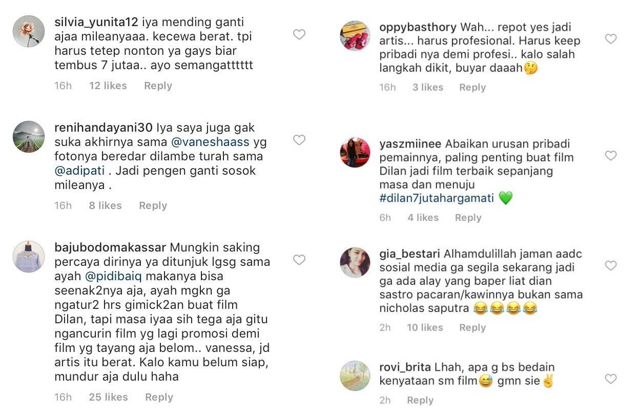 Fans Dilan Dibikin 'Nyesek' dengan Foto Mesra Vanesha-Adipati Dolken. Kenapa Mesti Kecewa Coba?