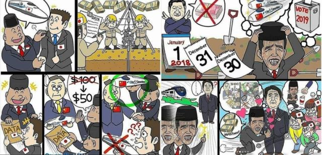 Kartunis Jepang Sindir Jokowi Lewat Komik. Presiden RI Digambarkan 'Mengemis' di Depan PM Jepang